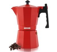 MAGEFESA Jamaica - Cafetera Italiana Roja 9 Tazas, Aluminio Extra Grueso, Todo Tipo de Cocinas, Inducción, Café, Asa Termo-Resistente, Ecológica