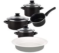 Magefesa K2 Gransasso Batería de cocina de acero vitrificado apta para inducción con fuente oval 36 cm en gres Masterpro Gravity, 7 piezas