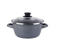 MAGEFESA K2 Gransasso. Cacerola 20cm + Tapa de Vidrio. Exterior Gris Moteado. Antiadherente bicapa Reforzado Piedra, Apta para Todo Tipo de cocinas, Especial inducción. 50% de Ahorro energético.