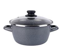 Magefesa K2 Gransasso. Cacerola 24cm + tapa de vidrio. Exterior gris moteado. Antiadherente bicapa reforzado piedra, apta para todo tipo de cocinas, especial inducción. 50% de ahorro energético.
