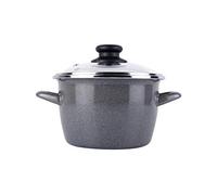 Magefesa K2 Gransasso - Olla 24cm con tapa de vidrio. Exterior gris moteado. Antiadherente bicapa reforzado efecto piedra, apta para todo tipo de cocinas, especial inducción. 50% de ahorro energético.