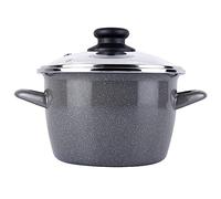 Magefesa K2 Gransasso - Olla 30cm con tapa de vidrio. Exterior gris moteado. Antiadherente bicapa reforzado efecto piedra, apta para todo tipo de cocinas, especial inducción. 50% de ahorro energético.