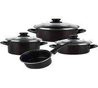 Magefesa Kenia Batería de cocina, acero vitrificado, antiadherente bicapa reforzado, apta para todo tipo de cocinas, negro, 7 piezas