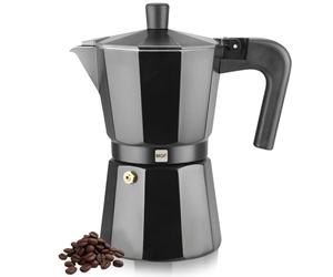 MAGEFESA ® Kenia Noir - Cafetera espresso para estufa, 12 tazas/20 onzas, haz tu propio café italiano en casa con esta cafetera cubana moca, fabricada en aluminio esmaltado negro, seguro y fácil de