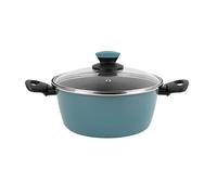 Magefesa Lotus - Cacerola 24 cm de Acero vitrificado Exterior Azul. Antiadherente bicapa Reforzado, Apto para Todo Tipo de cocinas, Especial inducción. 50% de Ahorro energético.