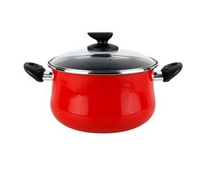 MAGEFESA MG037 Praga Olla, Acero esmaltado vitrificado, Inducción y lavavajillas, Rojo, 24 cm