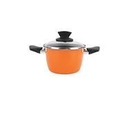 MAGEFESA Olla con Tapa 16Ø - Valencia New. Antiadherente bicapa Reforzado. Fondo 100% Full Induction. Exterior Naranja. 50% Ahorro energético.