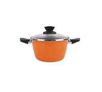 MAGEFESA Olla con tapa 20Ø - Valencia New. Antiadherente bicapa reforzado. Fondo 100% Full Induction. Exterior naranja. 50% ahorro energético.
