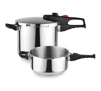 Magefesa Practika Plus - Set de Ollas Express Rápidas 4 + 6L, Acero Inoxidable 18/10, Sensor de Presión, Inducción, Cocina Sana, Cierre Seguro