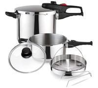 Magefesa Practika Plus - Set Ollas Express Rápidas 4 + 6L + Cestillo, Acero Inoxidable 18/10, Sensor de Presión, Inducción, Ahorro Energético