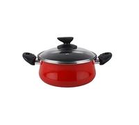 MAGEFESA Praga - Cacerola con Tapa 20cm de Acero vitrificado Exterior Rojo. Antiadherente bicapa Reforzado, aptas para Todo Tipo de cocinas, Especial inducción. 50% de Ahorro energético.