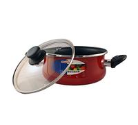 MAGEFESA Praga - Cacerola con Tapa 24cm de Acero vitrificado Exterior Rojo. Antiadherente bicapa Reforzado, aptas para Todo Tipo de cocinas, Especial inducción. 50% de Ahorro energético.
