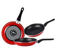Magefesa Praga Juego de 3 sartenes (18/20/24)cm de acero vitrificado exterior color rojo. Antiadherente bicapa reforzado, aptas para cocinas, especial inducción. 50% de ahorro energético.