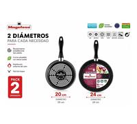 Magefesa Set 2 Saténes de 20 y 24cm, Pack - Sartenes Inducción Antiadherente Piedra