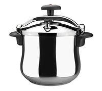 MAGEFESA ® Star Bombeada olla a presión rápida de 8 litros, fácil uso, acero inoxidable 18/10, apta para todo tipo de cocinas, incluido induccion, fondo termo difusor, 3 sistemas de seguridad, express