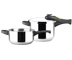 Magefesa Style - Juego de Ollas Express Rápida 3 + 6L, Acero Inoxidable 18/10, Cocina Sana, Fondo Termo-Difusor, Asas Termo-Resistentes, Inducción