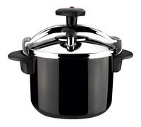 Magefesa Castell - Olla Express Tradicional Negra de 6 L, Acero Inoxidable 18/10, Todas las Cocinas, Inducción Total, Cocina Sana, Pomo Rotatorio