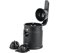 MAGEFESA ZESTER Exprimidor Eléctrico Negro de 120W de 250ml, Posee Base Antideslizante, Palanca de Presión y Extracción Rápida, Incluye Doble Juego de Conos