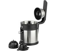 MAGEFESA ZESTER INOX Exprimidor Eléctrico de 120W de 250ml, Posee Sistema Antigoteo, Base Antideslizante y Filtro de Pulpa, Incluye Palas Arrastra Pulpa