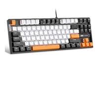 MageGee 75% Teclado mecánico para juegos con interruptor amarillo, retroiluminación LED blanco, 87 teclas TKL con cable para ordenador portátil Windows PC Gamer - Negro carbono