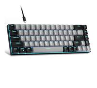 MageGee MK-Box - Teclado portátil 60% mecánico para juegos, retroiluminado LED, compacto, 68 teclas, mini teclado de oficina con cable con interruptor azul para Windows, laptop, PC, Mac, color gris y
