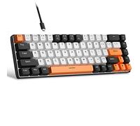 MageGee MK-Box - Teclado portátil 60% mecánico para juegos, retroiluminado LED, compacto, 68 teclas, mini teclado de oficina con cable con interruptor rojo para Windows, laptop, PC, Mac, color blanco