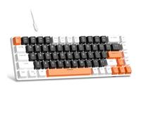 MageGee MK-Box - Teclado portátil 60% mecánico para juegos, retroiluminado LED, compacto, 68 teclas, mini teclado de oficina con cable con interruptor azul para Windows, laptop, PC, Mac, color negro y