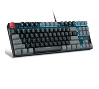 MageGee Teclado mecánico 75% para juegos con interruptor rojo, retroiluminado LED azul, compacto TKL con cable de 87 teclas para Windows Laptop PC Gamer, negro/gris