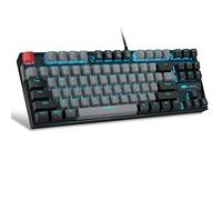 MageGee Teclado mecánico 75% para juegos, interruptor azul, retroiluminación LED, 87 teclas, compactos TKL con cable para computadora portátil, Windows, gamer, gris/negro