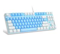 MageGee Teclado mecánico 75% para juegos, interruptor azul, retroiluminación LED azul, 87 teclas compactas TKL con cable para Windows, laptop, PC, jugador, azul/blanco