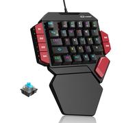 MageGee Teclado mecánico con interruptor azul de una mano, negro y rojo