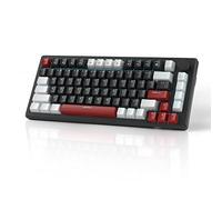 MageGee Teclado mecánico para juegos al 75 %, teclado compacto retroiluminado azul para juegos con cables con interruptores amarillos, espuma EVA, control de perilla, teclado portátil NKRO para juegos