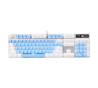 MageGee Teclado mecánico para juegos, nuevo interruptor azul mejorado de 104 teclas retroiluminadas blancas, teclado mecánico con cable USB para computadora portátil, escritorio, jugadores de PC
