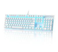 MageGee Teclado mecánico para juegos, teclado con retroiluminación ajustable USB con cable, nuevo teclado mecánico Storm 100% antighosting con interruptores azules para juegos de PC y Mac con Windows