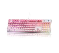 MageGee Teclado mecánico para juegos, teclado retroiluminado USB RGB con cable, teclado mecánico 100% antifantasma de 104 teclas con interruptores rojos, teclas impresas laterales para Windows PC y