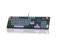 MageGee Teclado mecánico para juegos, teclado retroiluminado USB RGB con cable, teclado mecánico 100% antifantasma de 104 teclas con interruptores rojos, teclas impresas laterales para Windows PC y