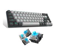 MageGee Teclado mecánico portátil 60%, MK-Box retroiluminado azul hielo, 68 teclas para juegos y oficina con cable, interruptor azul para Windows, laptop, PC, Mac