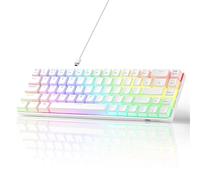 MageGee Teclado mecánico portátil 60 % para juegos, minimalista, MK-Box, RGB, pudín, retroiluminado, compacto, 68 teclas, con cable, PC, Mac (blanco)