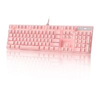 MageGee Teclado para juegos rosa con cable USB, teclado mecánico con retroiluminación ajustable, a prueba de salpicaduras, ideal para PC/portátil/juegos Mac (rosa)
