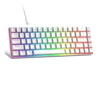 MageGee Teclado portátil 60% mecánico para juegos, interruptor rojo, teclas de pudín PBT RGB retroiluminado, compacto, 68 teclas, mini teclado de oficina con cable para Windows Laptop PC, color blanco