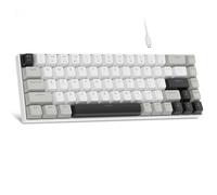 MageGee Teclado portátil 60% mecánico para juegos, MK-Box, retroiluminación LED, compacto, 68 teclas, mini teclado de oficina con cable con interruptor rojo para Windows, laptop, PC, Mac, blanco/gris