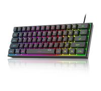 MageGee TS91 - Mini teclado para juegos al 60 %, retroiluminado RGB de 61 teclas, teclado ultracompacto, ergonómico, impermeable, sensación mecánica, teclado de computadora de oficina para PC, Mac