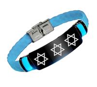 Magen David Glow - Pulsera de silicona que brilla en la oscuridad de la estrella de David, pulsera de fe judía para hombres y mujeres, regalo de Israel para Hanukkah y cumpleaños, Silicona, Acero