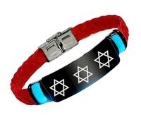 Magen David Glow - Pulsera de silicona que brilla en la oscuridad de la estrella de David, pulsera de fe judía para hombres y mujeres, regalo de Israel para Hanukkah y cumpleaños, Silicona, Acero