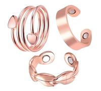 MagEnergy 2 anillos de cobre para mujer, anillos magnéticos de cobre puro, anillos ajustables para el pulgar con caja de regalo de joyería, One Size, Cobre, Sin piedra preciosa