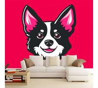 Magenta Papel Pintado no Tejido Fotográfico 400 x 280 cm (An x Al), Mural de Pared Panorámico con Lindo Caricatura Perro para Salón Decoración del Hogar y Pared de Fondo de TV
