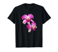 Magenta Pink Cattleya Laelia Purpurata Orquídea 2 Formas Mania Camiseta gráfica económica, Hombre, Negro, L