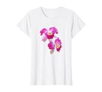 Magenta Pink Cattleya Laelia Purpurata Orquídea 2 Formas Mania Camiseta gráfica económica, Mujer, Blanco, L