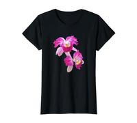 Magenta Pink Cattleya Laelia Purpurata Orquídea 2 Formas Mania Camiseta gráfica económica, Mujer, Negro, L