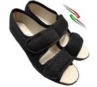 Magenta Sandalias de mujer ajustables con tiras, SPRIT5, tejido de colmena perforada transpirable para ancianos, fabricado en Italia, Negro , 40 EU